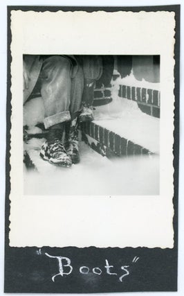 Item #23 ABSTRACT VINTAGE SNAPSHOT PHOTO - BOOTS IN THE SNOW