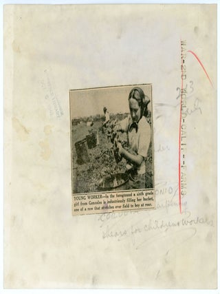 CHILD FARM LABOR CALIFORNIA PRESS PHOTO 1942 #3