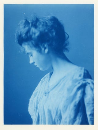 Item #246 STUNNING CYANOTYPE OF A WOMAN c. 1900 LARGE PHOTO