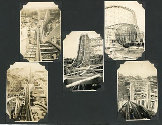 Item #268 1920s AMUSEMENT PARK PHOTO ALBUM PAGES - ROLLER COASTERS