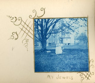 NEWARK NY c.1900 CYANOTYPE PHOTO ALBUM w/ ARTISTIC DRAWINGS