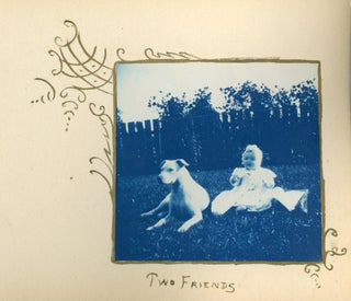 NEWARK NY c.1900 CYANOTYPE PHOTO ALBUM w/ ARTISTIC DRAWINGS