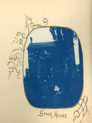 NEWARK NY c.1900 CYANOTYPE PHOTO ALBUM w/ ARTISTIC DRAWINGS