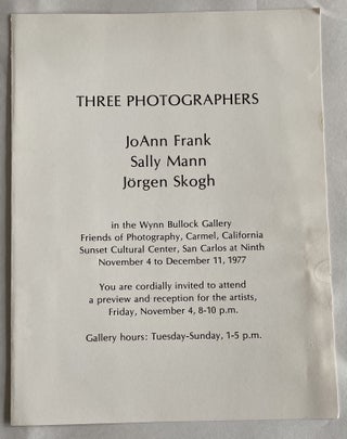 Item #317 1977 PHOTO EXHIBITION BROCHURE SALLY MANN JoANN FRANK JORGEN SKOGH INVITATION TO MEET...