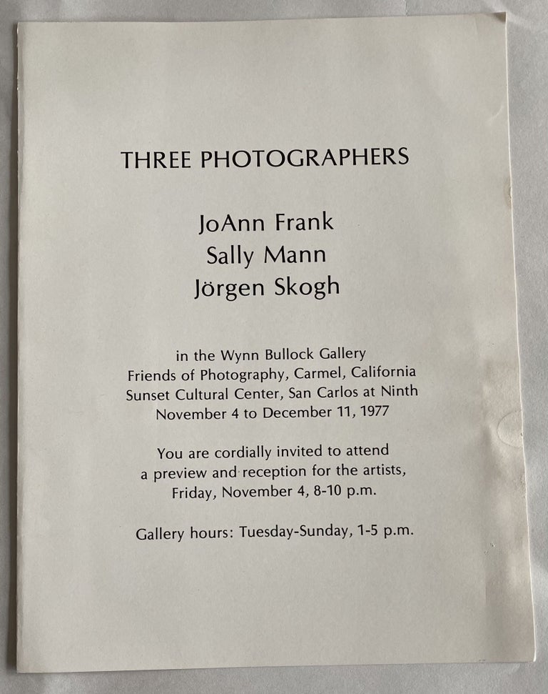 Item #317 1977 PHOTO EXHIBITION BROCHURE SALLY MANN JoANN FRANK JORGEN SKOGH INVITATION TO MEET THE ARTISTS
