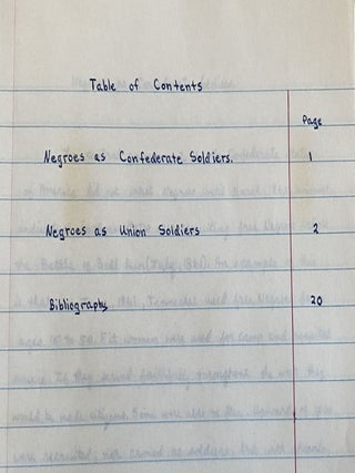 NEGROES WHO FOUGHT IN THE CIVIL WAR - SCHOOL REPORT 1964