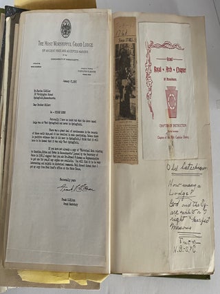 1890s - 1950S HUGE SCRAPBOOK ONE MAN'S MASONIC MEMBERSHIP