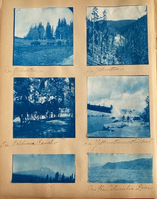 1899-1901 TRAVEL & HOME PHOTO ALBUM YELLOWSTONE CALIFORNIA CYANOTYPES