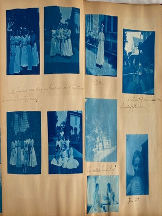 1899-1901 TRAVEL & HOME PHOTO ALBUM YELLOWSTONE CALIFORNIA CYANOTYPES