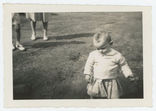 Item #39 WANDERING TODDLER CONSIDERS THE GROUND VINTAGE SNAPSHOT PHOTO