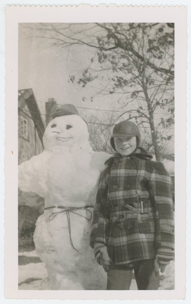 Item #41 SNOWMAN AND HIS MAKER VINTAGE SNAPSHOT