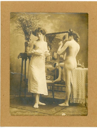 BOUDOIR SCENE NUDE WOMEN PHOTO c. 1910