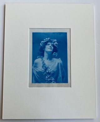 STUNNING c. 1900 CYANOTYPE PHOTO of a WOMAN with GARLAND