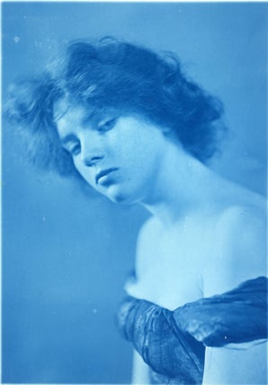 Item #429 BEAUTIFUL LARGE CYANOTYPE PHOTO OF A PRETTY WOMAN c. 1900