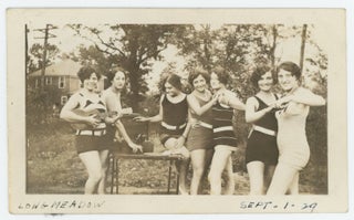 Item #43 LONGMEADOW MA LADIES IN BATHING SUITS DANCING GROUP VINTAGE SNAPSHOT 1929