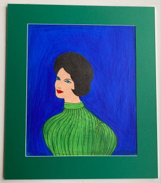Item #432 1960s OUTSIDER ART DRAWING of a WOMAN