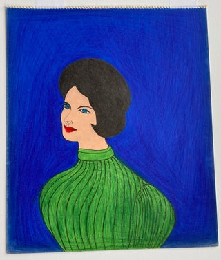 1960s OUTSIDER ART DRAWING of a WOMAN