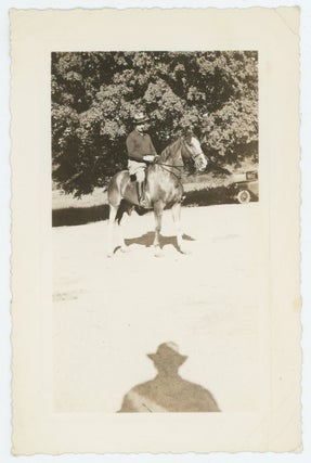 Item #44 THE RIDER AND THE APPROACHING SHADOW VINTAGE SNAPSHOT PHOTO
