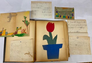 Item #451 CHILD'S ART SCRAPBOOK HOMEWORK AWARDS ETC - CHICAGO BOY 1950s