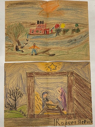 CHILD'S ART SCRAPBOOK HOMEWORK AWARDS ETC - CHICAGO BOY 1950s