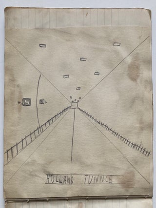 1944 CHILD'S SCHOOL NOTEBOOK of ART DRAWINGS - NYC