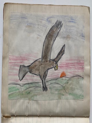 1944 CHILD'S SCHOOL NOTEBOOK of ART DRAWINGS - NYC