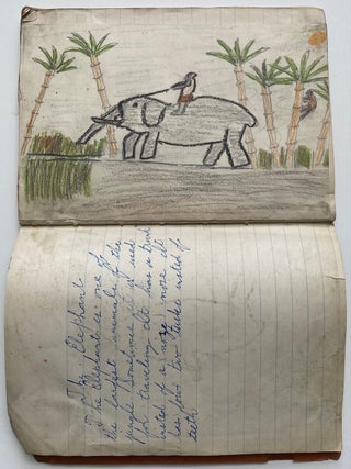 1944 CHILD'S SCHOOL NOTEBOOK of ART DRAWINGS - NYC