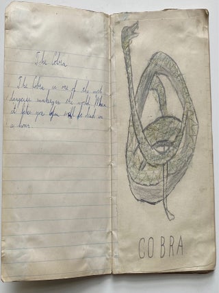 1944 CHILD'S SCHOOL NOTEBOOK of ART DRAWINGS - NYC