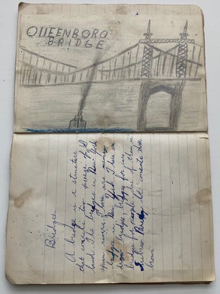 1944 CHILD'S SCHOOL NOTEBOOK of ART DRAWINGS - NYC
