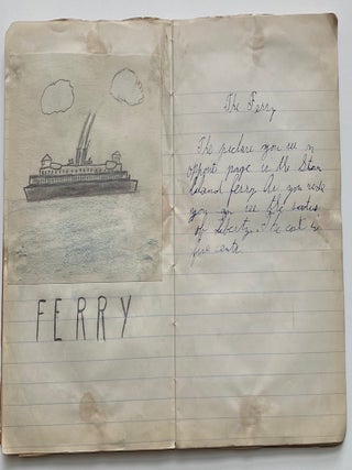 1944 CHILD'S SCHOOL NOTEBOOK of ART DRAWINGS - NYC