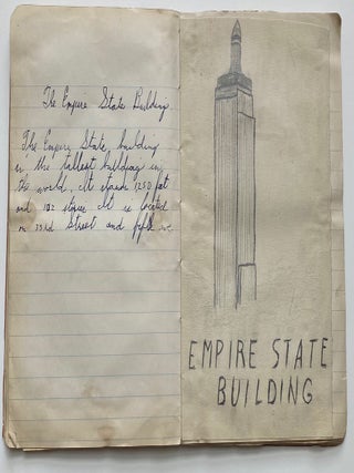 1944 CHILD'S SCHOOL NOTEBOOK of ART DRAWINGS - NYC