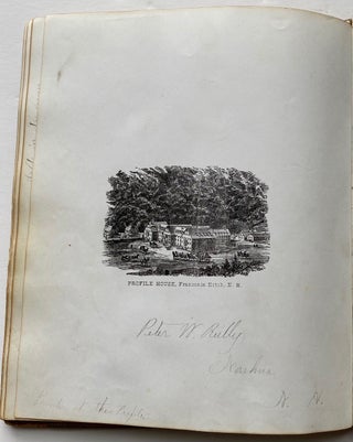 LOVELY 1870s MEMORY BOOK - AUTOGRAPH ALBUM COMPTON VILLAGE NH - DRAWINGS CALIGRAPHY