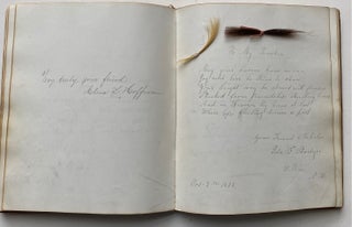 LOVELY 1870s MEMORY BOOK - AUTOGRAPH ALBUM COMPTON VILLAGE NH - DRAWINGS CALIGRAPHY