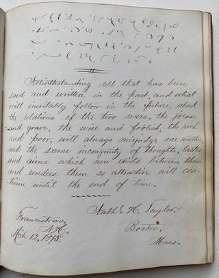 LOVELY 1870s MEMORY BOOK - AUTOGRAPH ALBUM COMPTON VILLAGE NH - DRAWINGS CALIGRAPHY