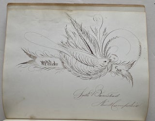 LOVELY 1870s MEMORY BOOK - AUTOGRAPH ALBUM COMPTON VILLAGE NH - DRAWINGS CALIGRAPHY