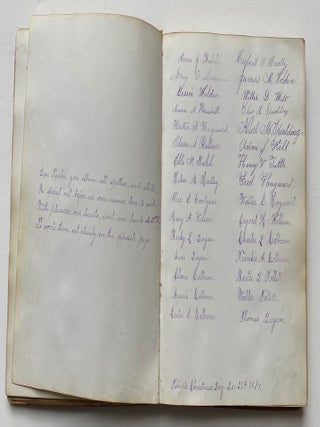 LOVELY 1870s MEMORY BOOK - AUTOGRAPH ALBUM COMPTON VILLAGE NH - DRAWINGS CALIGRAPHY