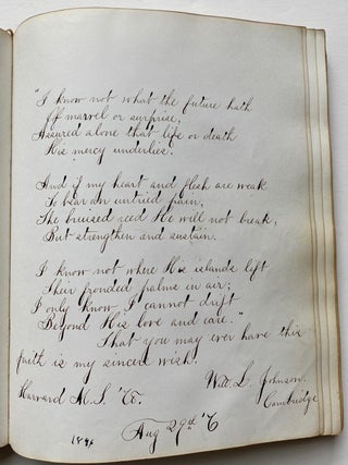 LOVELY 1870s MEMORY BOOK - AUTOGRAPH ALBUM COMPTON VILLAGE NH - DRAWINGS CALIGRAPHY