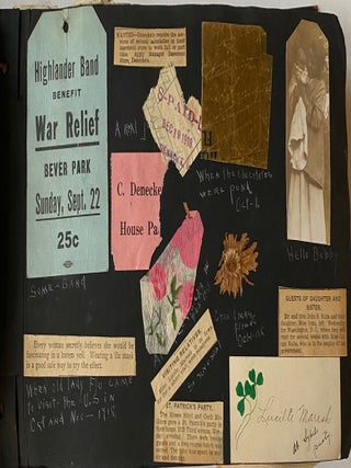 WWI era TEENAGE GIRL'S SCRAPBOOK PHOTO ALBUM - WORLD WAR I REFERENCES - IOWA