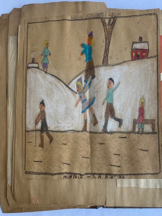 1940 SCHOOL CLASS CHILD ART and LESSONS SCRAPBOOK SKETCHBOOK
