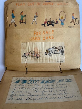1940 SCHOOL CLASS CHILD ART and LESSONS SCRAPBOOK SKETCHBOOK