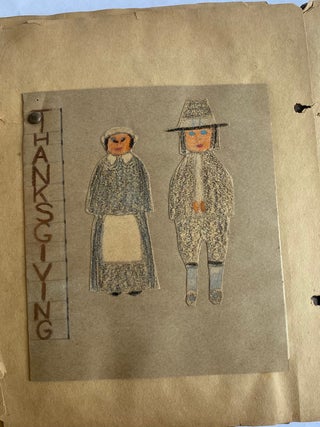 1940 SCHOOL CLASS CHILD ART and LESSONS SCRAPBOOK SKETCHBOOK