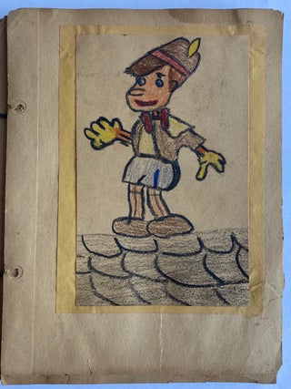 1940 SCHOOL CLASS CHILD ART and LESSONS SCRAPBOOK SKETCHBOOK