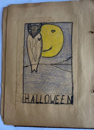 1940 SCHOOL CLASS CHILD ART and LESSONS SCRAPBOOK SKETCHBOOK