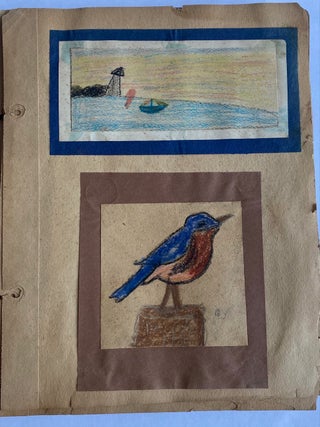 1940 SCHOOL CLASS CHILD ART and LESSONS SCRAPBOOK SKETCHBOOK