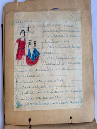 1940 SCHOOL CLASS CHILD ART and LESSONS SCRAPBOOK SKETCHBOOK
