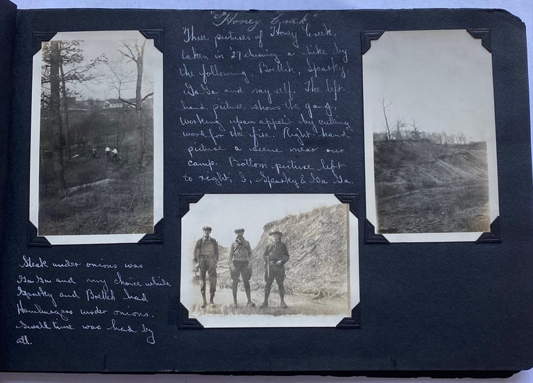 Item #587 1920s WELL ANNOTATED PHOTO ALBUM MEN HIKING in WISCONSIN CHICAGO