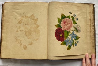 1820s - 1840s MEMORY BOOK KEPT by WOMAN - HANDWRITTEN POEMS - WYOMING, LOUISIANA, TENNESSEE - COLOR LITHOGRAPHS