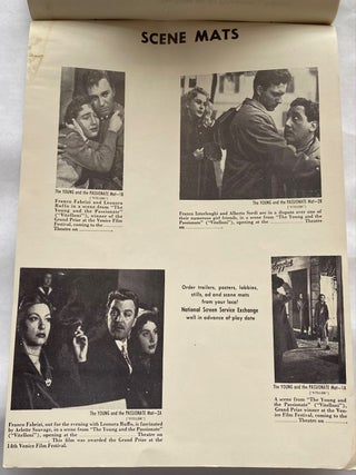 FEDERICO FELLINI - THE YOUNG AND THE PASSIONATE (VITELLONI) 1953 MOVIE PROMOTIONAL MATERIALS