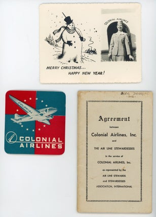 Item #742 COLONIAL AIRLINES STEWARDESS LOT - PHOTOS and DOCUMENTS 1950s