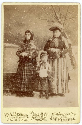 Item #75 MOTHER and CHILDREN IN FAKE SNOW CABINET CARD PHOTO